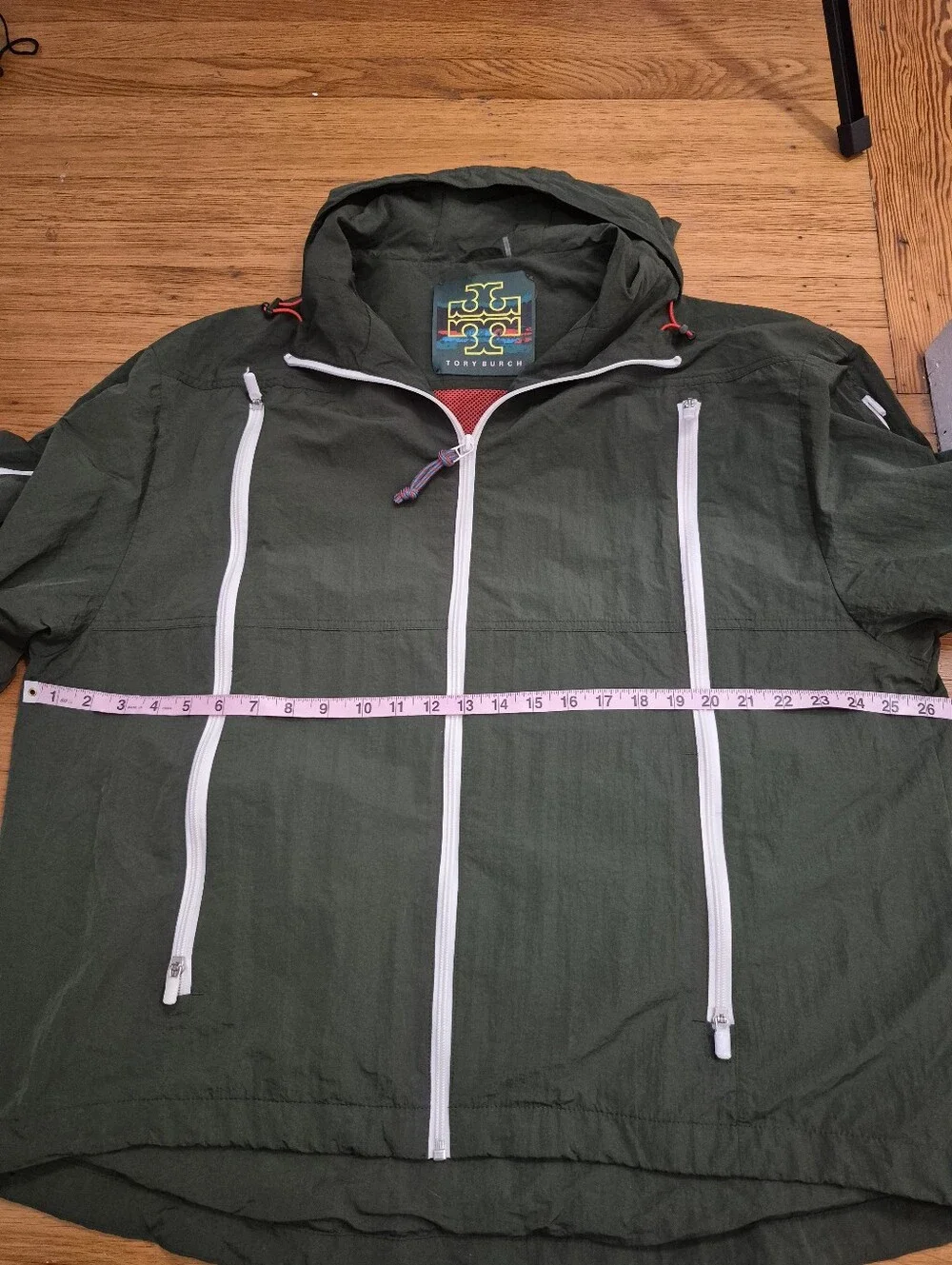 Tory Burch NWOT Full Zip Vented Hooded Rain Jacket Size XL